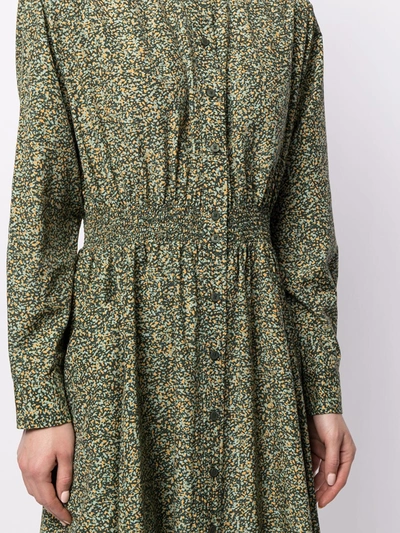 Shop Kenzo Camouflage Print Long-sleeve Shirt Dress In Green