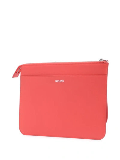Shop Kenzo K Leather Clutch In Pink