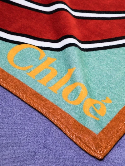 Shop Chloé Love Cotton Beach Towel In Red