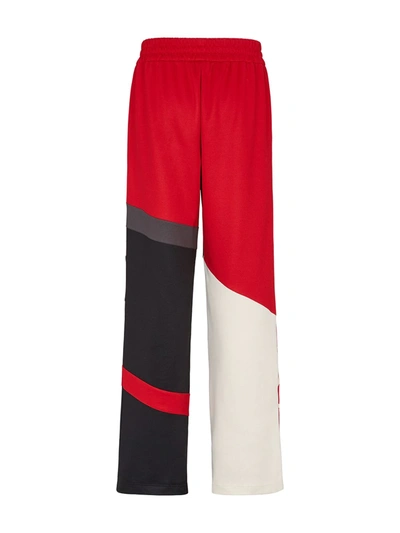 Shop Fendi Colour-block Cotton Track Pants In Black