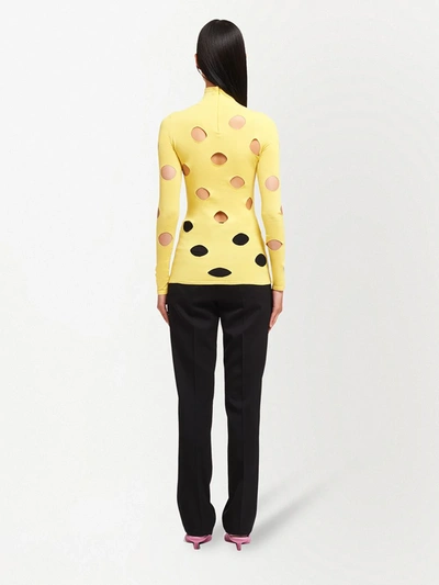 Shop Prada Cut-out High-neck Top In Yellow