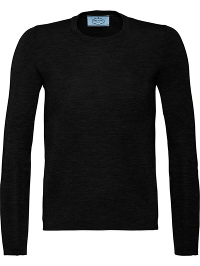 Shop Prada Knitted Cashmere-silk Jumper In Black