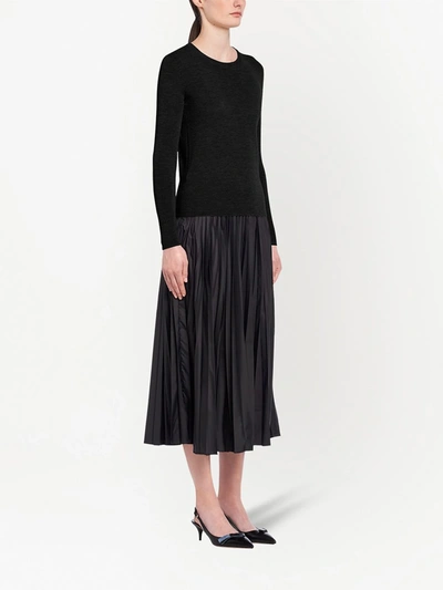 Shop Prada Knitted Cashmere-silk Jumper In Black