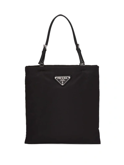 Shop Prada Triangle Logo Tote Bag In Black
