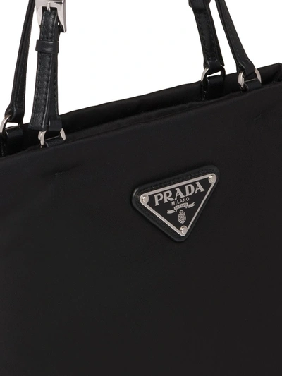Shop Prada Triangle Logo Tote Bag In Black