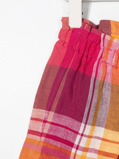 Il Gufo Check Print Linen Shorts In Pink