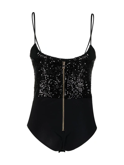 Shop Balmain Sequin-embellished Body Suit In Black