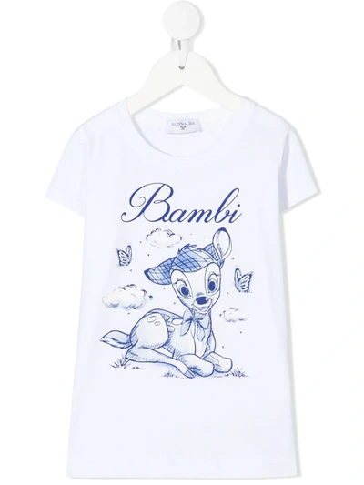Shop Monnalisa Bambi Print T-shirt In White