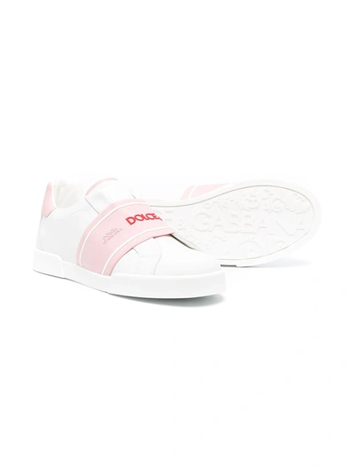 Shop Dolce & Gabbana Teen Logo Slip-on Sneakers In White