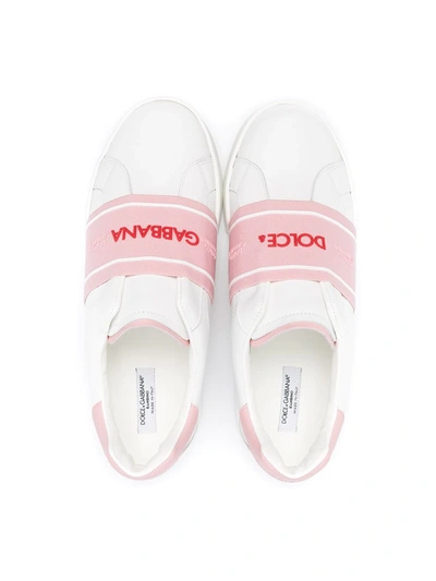 Shop Dolce & Gabbana Teen Logo Slip-on Sneakers In White