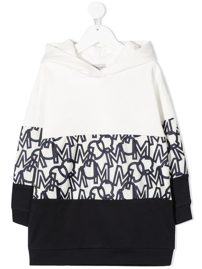 Shop Moncler Monogram-panel Hooded Dress In White