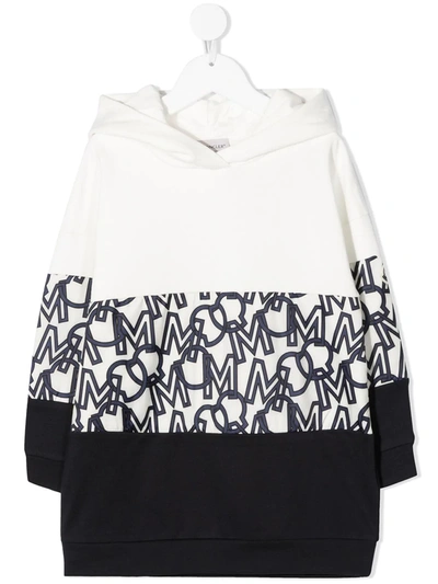 Moncler Teen Monogram-panel Hooded Dress In White