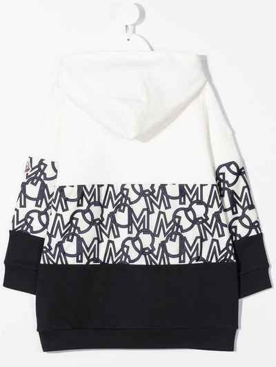 Shop Moncler Monogram-panel Hooded Dress In White