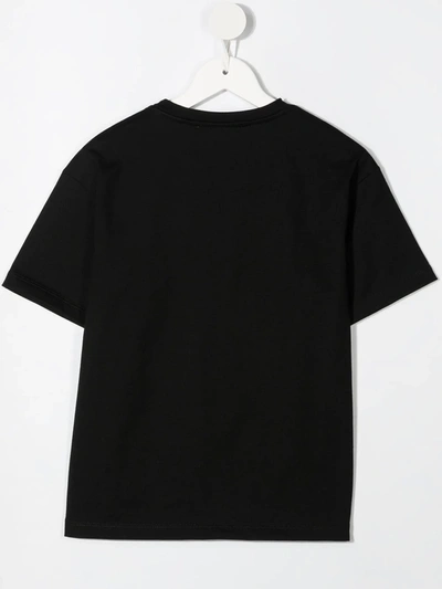 Shop Balmain Logo Embroidered Cotton T-shirt In Black