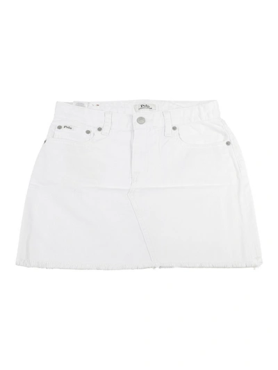 Shop Polo Ralph Lauren Denim Mini Skirt In White