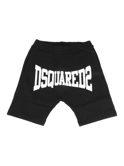 Shop Dsquared2 Logo Printed Bermuda Shorts In Black