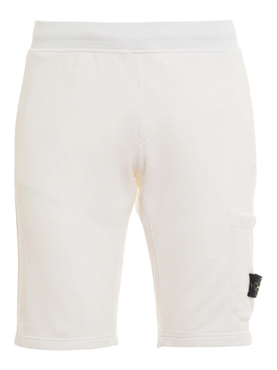 Shop Stone Island Junior Cotton Bermuda Shorts In White