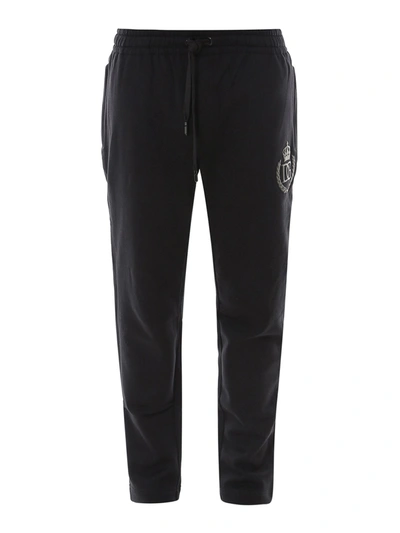 Shop Dolce & Gabbana Embroidered Tracksuit Bottoms In Black