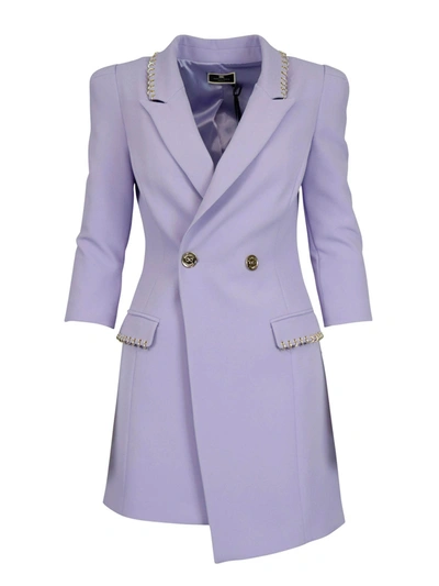 Shop Elisabetta Franchi Double Crepe Blazer-style Dress In Light Purple
