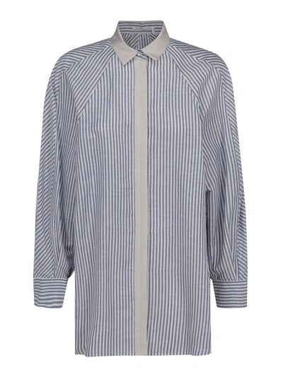 Shop Agnona Striped Shirt In Light Blue
