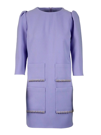 Shop Elisabetta Franchi Piercing Detail Short Dress In Light Purple