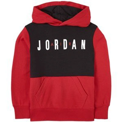 Shop Air Jordan Red Colour Block Logo Hoodie In Black