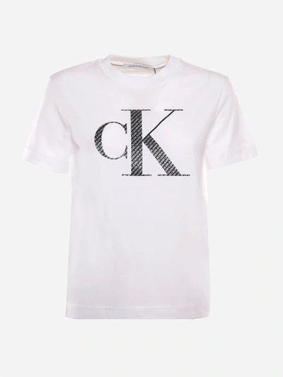 Shop Calvin Klein Jeans Est.1978 Organic Cotton T-shirt With Ck Print In White