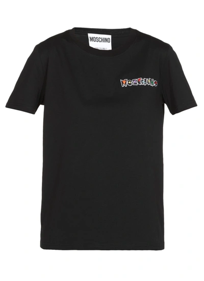 Shop Moschino Cotton T-shirt In Fantasia Nero