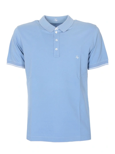 Shop Fay Logo Embroidered Polo Shirt In Light Blue