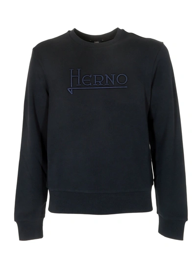 Shop Herno Lettering Embroidered Sweatshirt In Blue