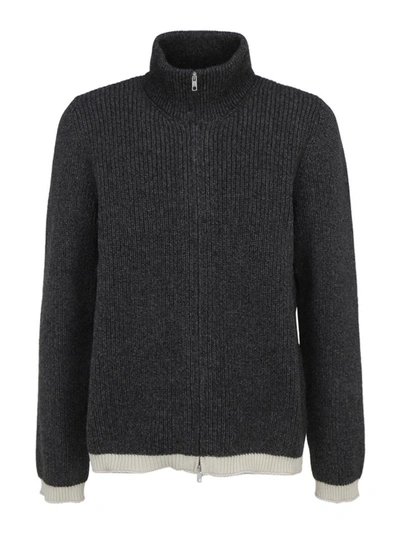 Shop Maison Margiela Full-zip Turtleneck Sweater In Grey