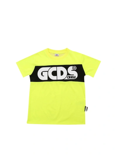 Shop Gcds Contrasting Logo T-shirt In Neon Yellow
