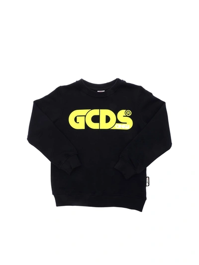 Shop Gcds Neon Yellow Logo Sweatshirt In Blue