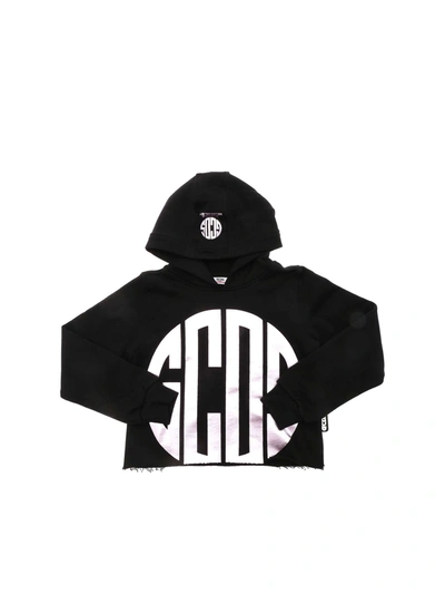 Shop Gcds Cropped Hoodie In Black