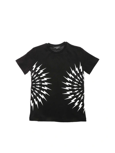 Shop Neil Barrett Contrasting Print T-shirt In Black