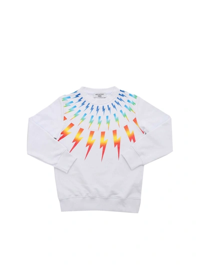Shop Neil Barrett Multicolor Print Sweatshirt In White