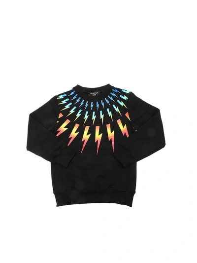 Shop Neil Barrett Multicolor Print Sweatshirt In Black