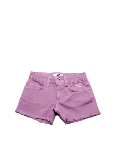 Shop Msgm Denim Shorts In Pink