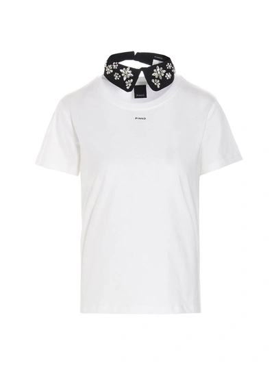 Shop Pinko Jewel Collar T-shirt In White