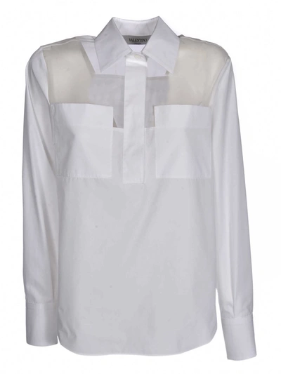 Shop Valentino Organza Inserts Shirt In White