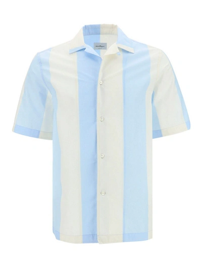 Shop Ferragamo Striped Cotton Shirt In White