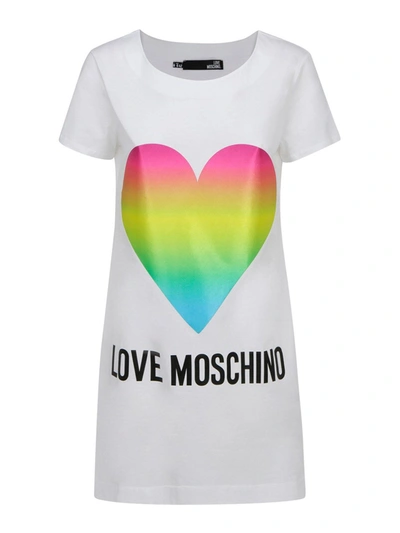 Shop Love Moschino Heart Printed Dress In White