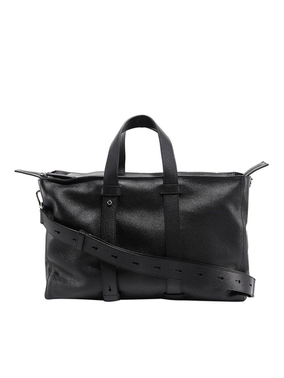 Shop Orciani Micron Deep Leather Bag In Black