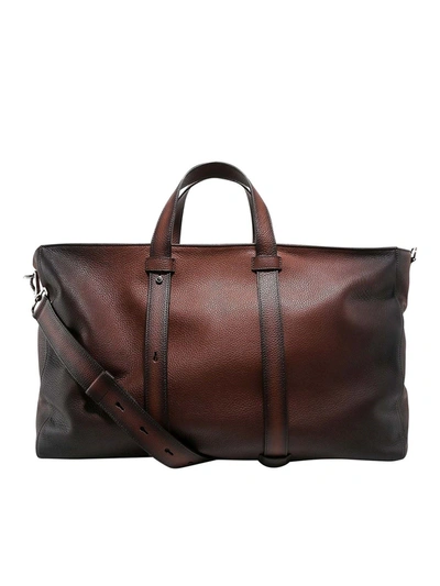 Shop Orciani Artik Hammered Leather Travel Bag In Brown