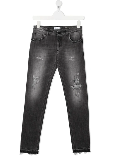 Shop Dondup Distressed Faded Jeans In Black