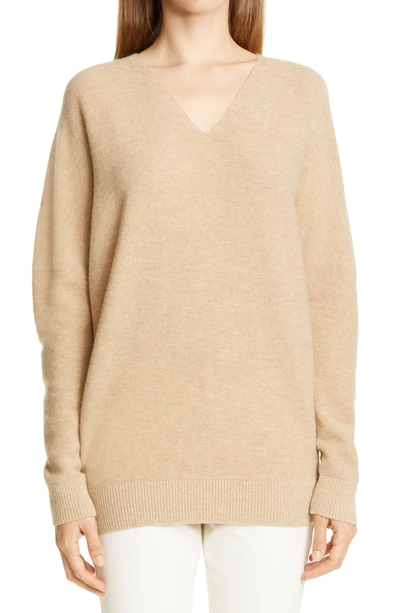 Shop Lafayette 148 Wool & Cashmere V-neck Sweater In Nude Melange