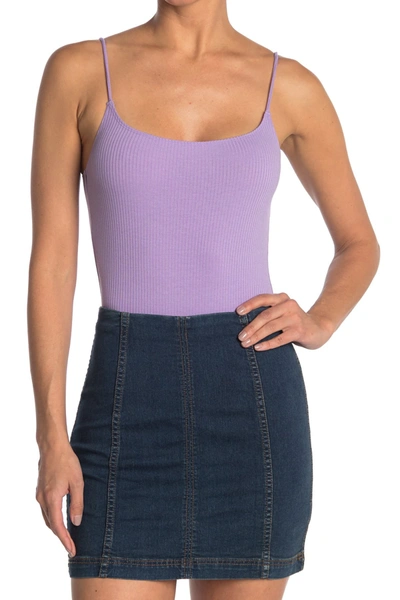 Shop Elodie Ribbed Knit Cami Bodysuit In Lavender