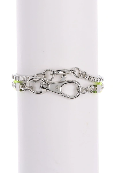 Shop Abound Thread Wrapped Chain Bracelet In Neon Green- Silver