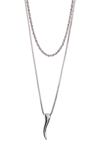 Shop Abound Delicate Tiered Horn Necklace In Silver
