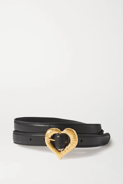 Shop Saint Laurent Leather Belt In Black